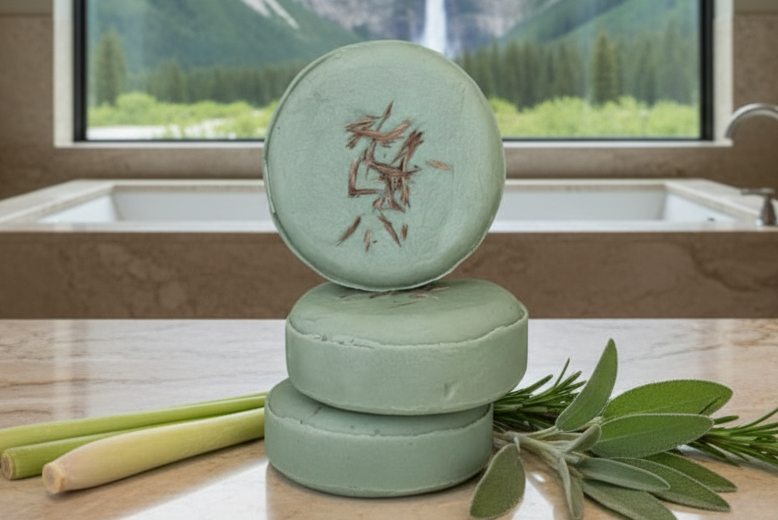 Handmade Organic Sage & Lemongrass Rice Shampoo Bar