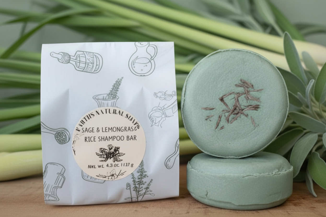 Handmade Organic Sage & Lemongrass Rice Shampoo Bar
