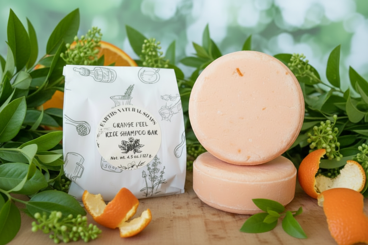 Handmade Organic Orange Peel Rice Shampoo Bar