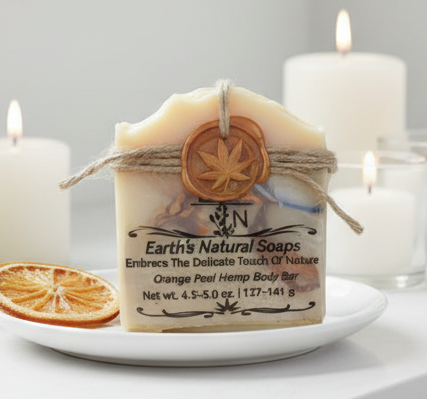 Handmade Organic Orange Peel Hemp Body Bar