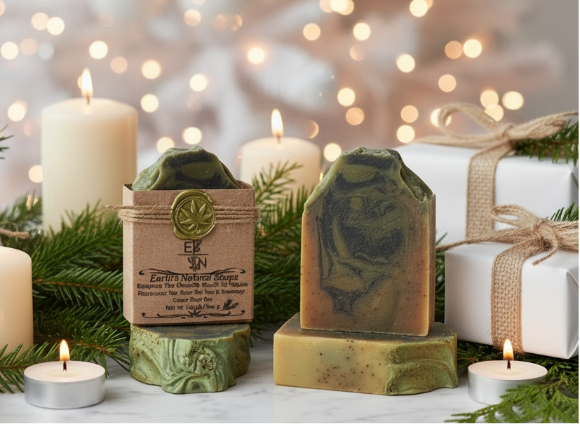 Handmade Organic Peppermint Tea & Rosemary Botanical Body Bar