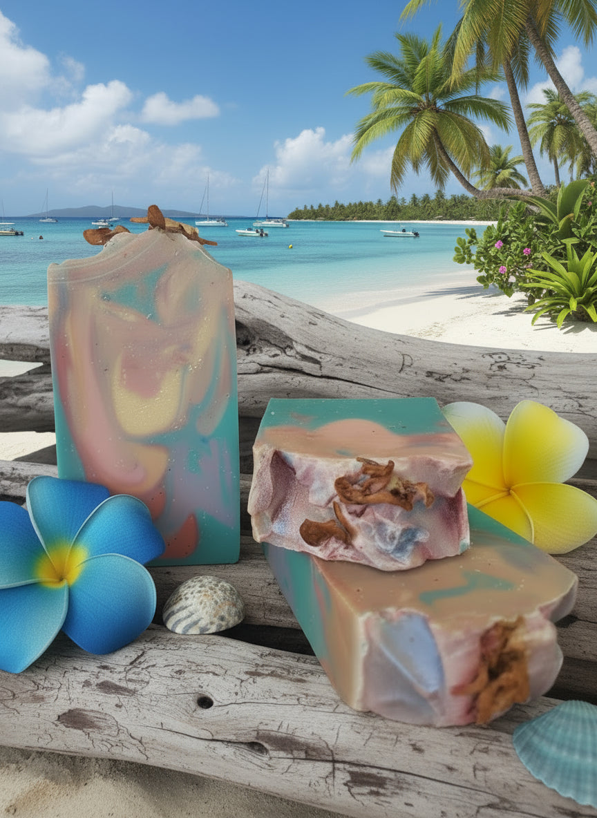 Handmade plumeria jasmine tallow hemp soap with pink and white swirl – spicy floral scent, moisturizing for face & body – Earth’s Natural Soaps