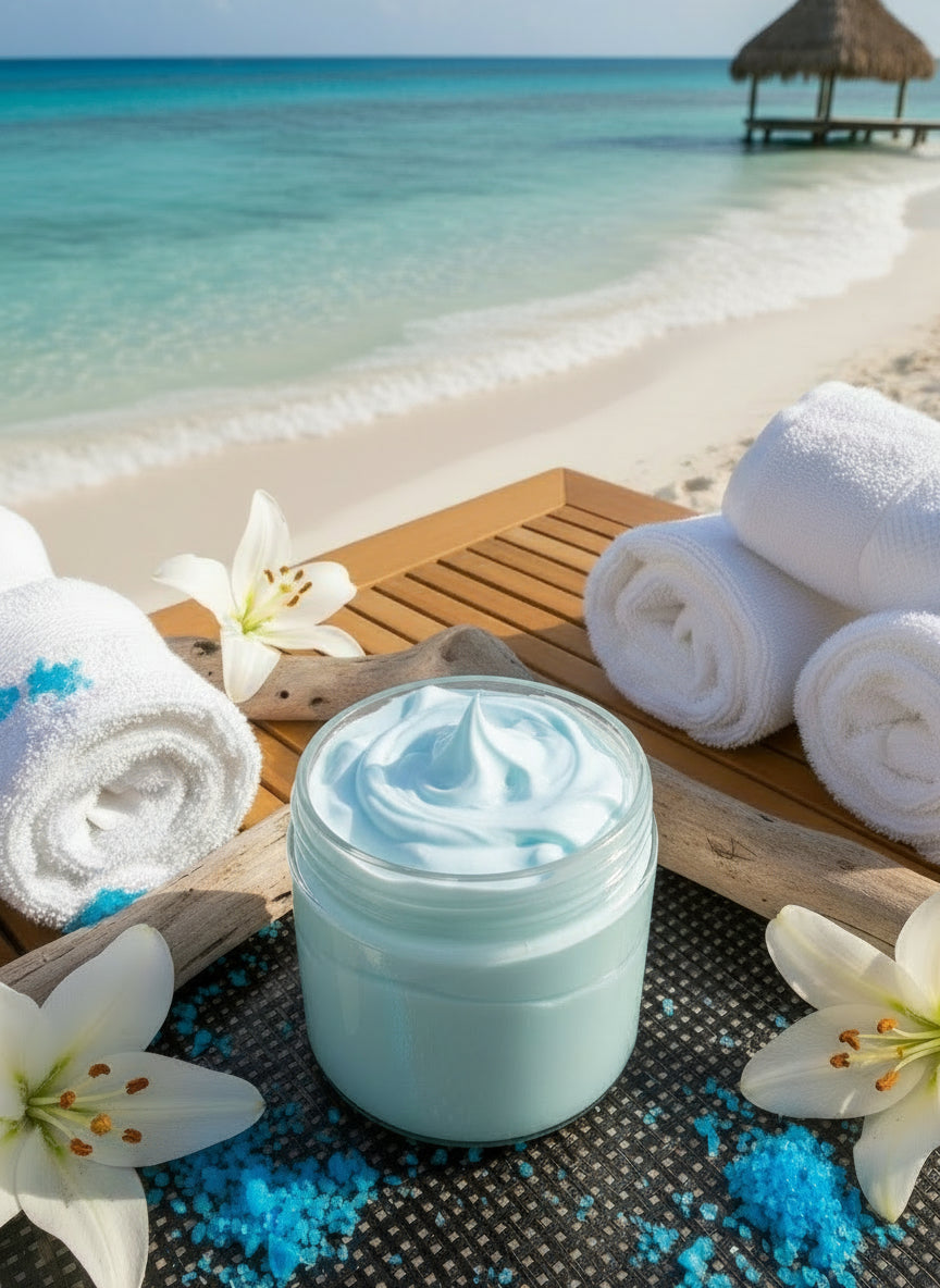 Handmade Sea Salt & Lily Botanical Whipped Body Butter - Organic Moisturizer with Avocado Oiland Nourishing Botanicals for Silky Skin