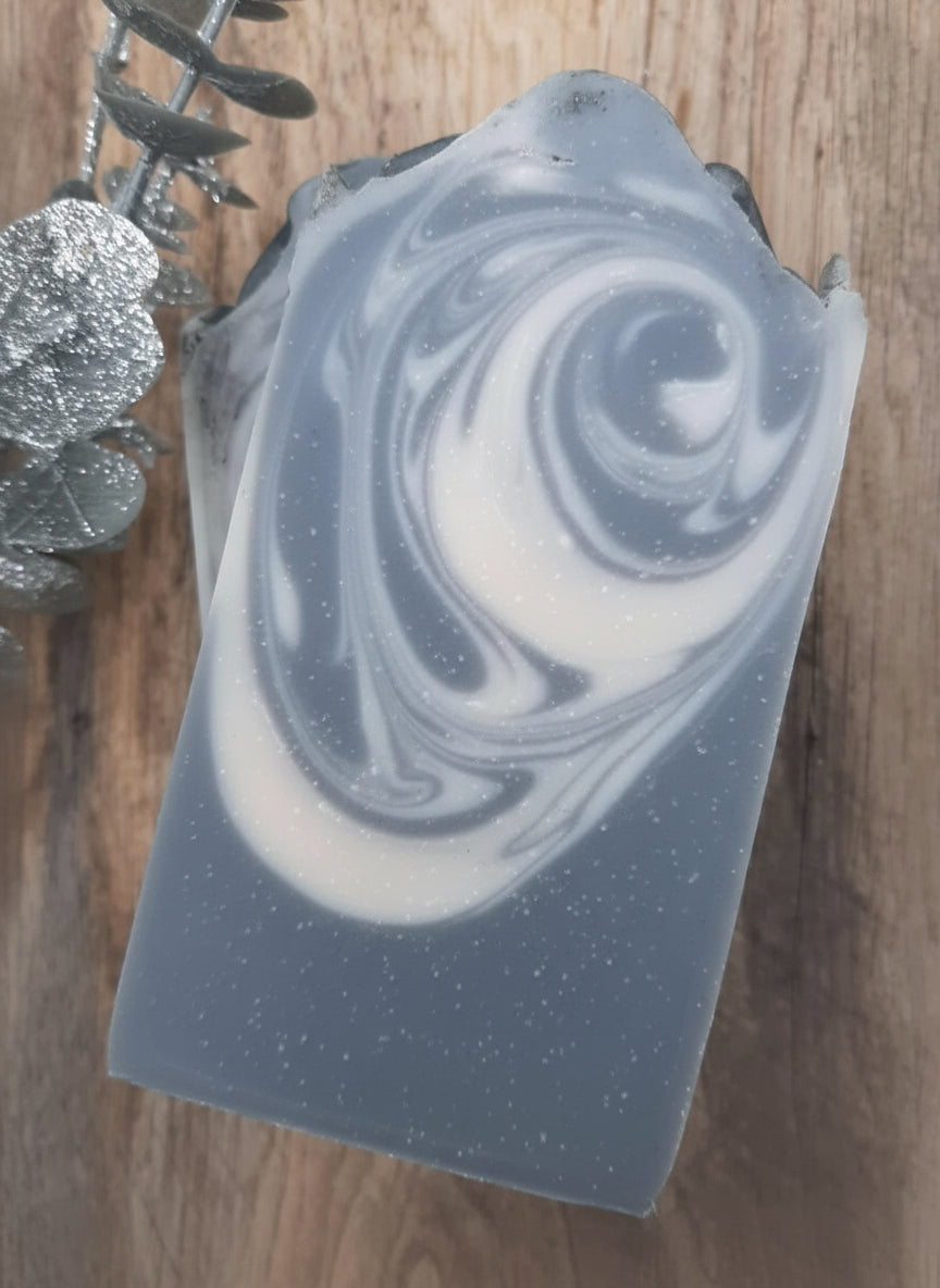 Handmade Serenity activated charcoal tallow hemp soap with ozone, calamus & petrichor – deep detox, fresh rain scent – Earth’s Natural Soaps