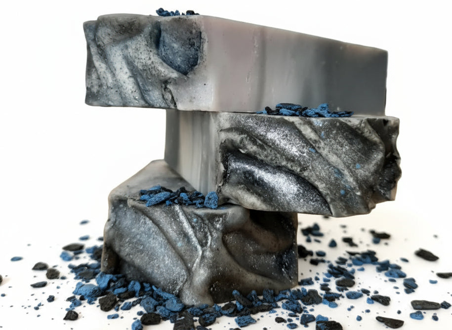 Handmade Serenity activated charcoal tallow hemp soap with ozone, calamus & petrichor – deep detox, fresh rain scent – Earth’s Natural Soaps